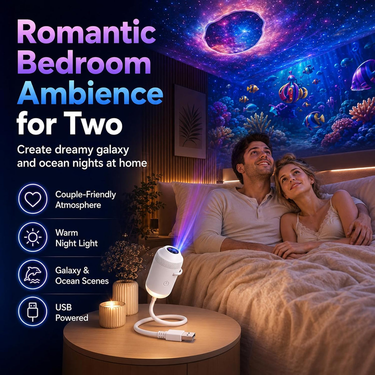 Galaxy Projector Night Light - 12 Dreamy Scenes For an Instant Room Transformation