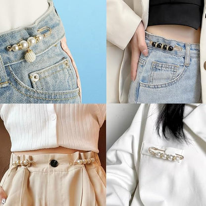 Pearl Clothing Tightener Pins - No-Sew Adjustable Design For Instant Outfit Upgrades