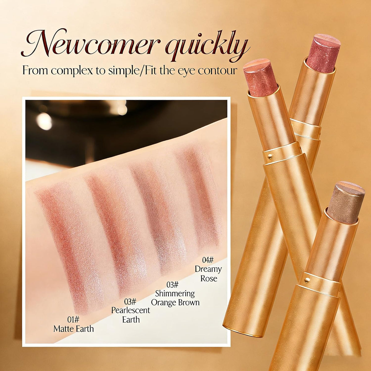 Shimmer Eyeshadow Stick - Creamy Blend Formula For Effortless Eye Looks