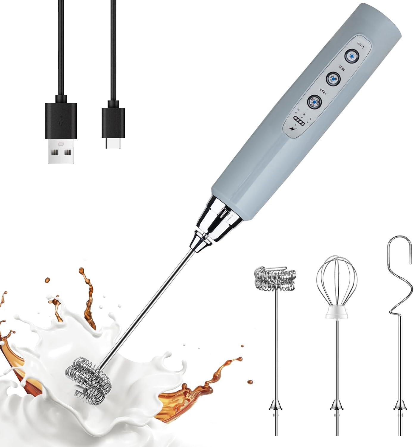 3-in-1 Handheld Milk Frother & Whisk — Perfect Creamy Foam in Seconds