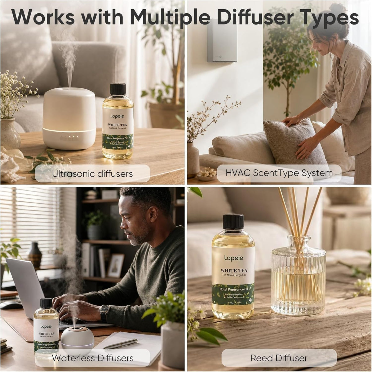 Hotel-Inspired Diffuser Oil - White Tea Aroma For A Luxury Home Atmosphere
