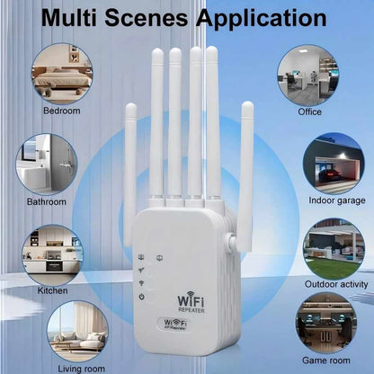 WiFi Extender - 1200Mbps Signal Booster With 6 Antennas For Stronger Home Coverage