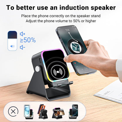 5-in-1 Smart Audio Dock - Wireless Induction Sound Amplification For Hands-Free Entertainment