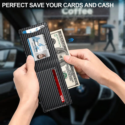 Ultra-Slim Carbon Fiber RFID Pop-Up Smart Wallet
