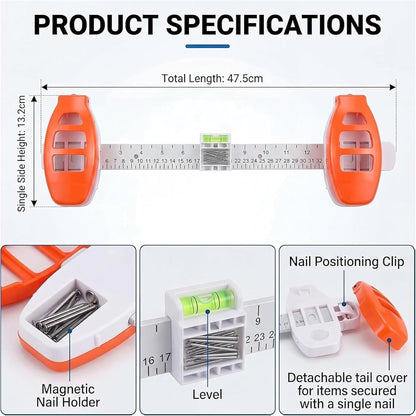 Picture Hanging Tool - Level & Ruler Guide for Perfectly Straight Frames