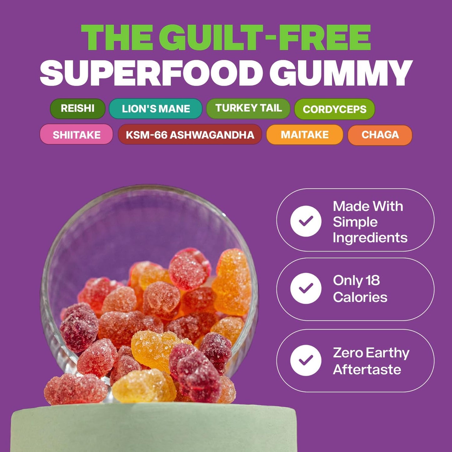 Mushroom Gummies - 8-in-1 Mushroom Blend For Focus, Calm & Daily Energy