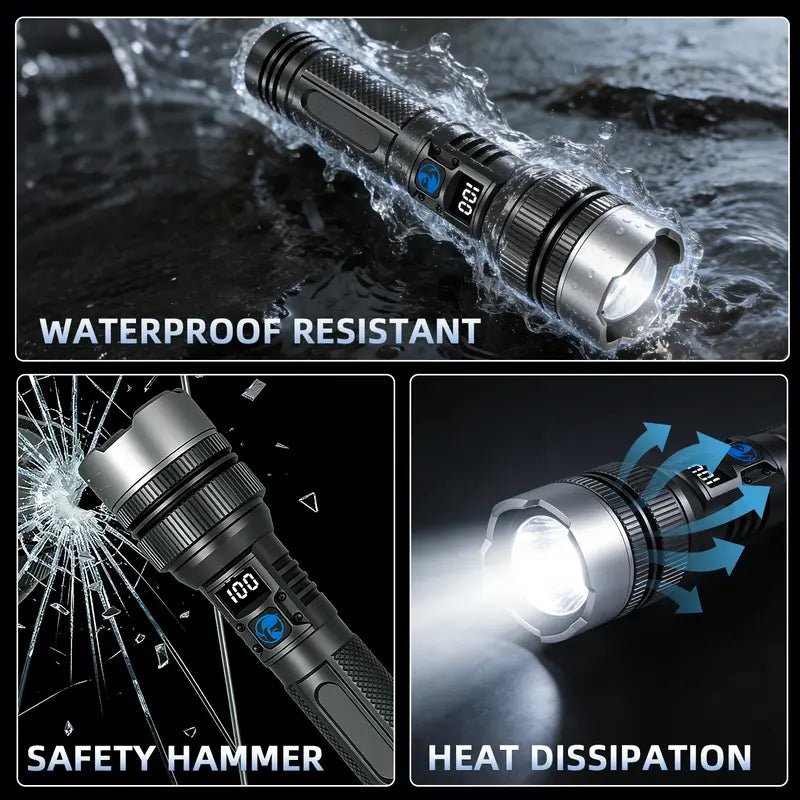 2-in-1 Rechargeable Flashlight - Built-In Power Bank For Emergency Lighting