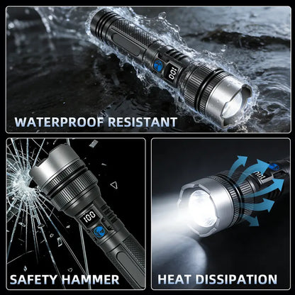 2-in-1 Rechargeable Flashlight - Built-In Power Bank For Emergency Lighting