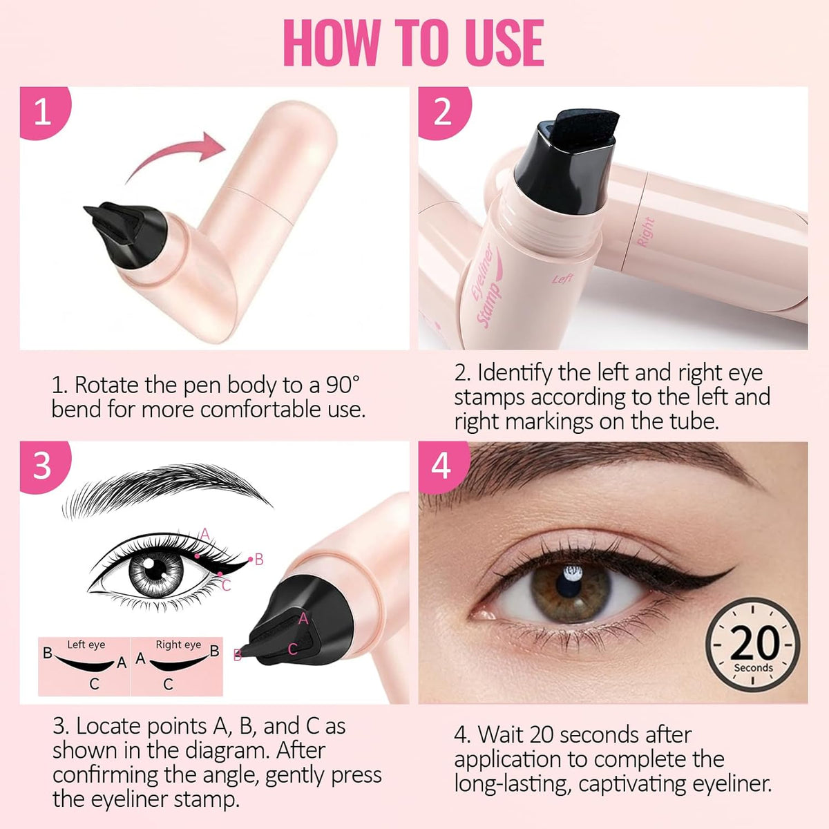 Rotating Eyeliner Stamp Pen - Instant Wing Stamp For Easy Cat Eyes