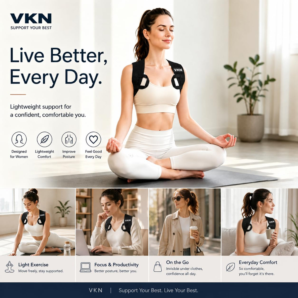 Posture Support Straps - Elastic Shoulder Support For Better Everyday Posture