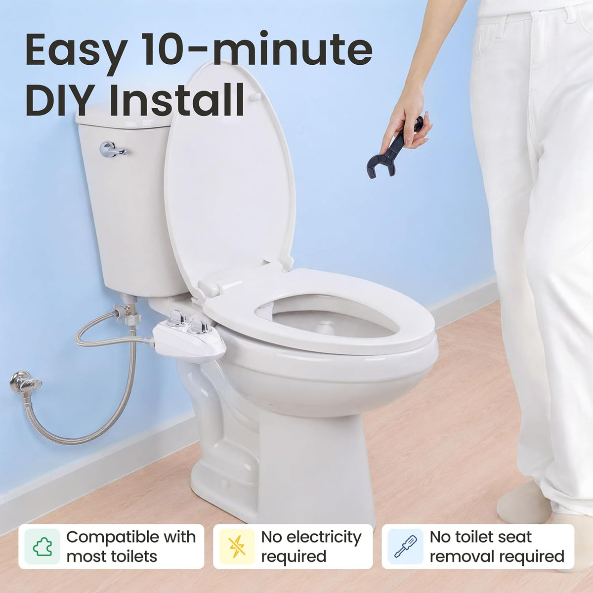 🚽 Bidet Toilet Seat Attachment - Dual Nozzle Water Cleaning System For A Cleaner, Fresher Bathroom Experience