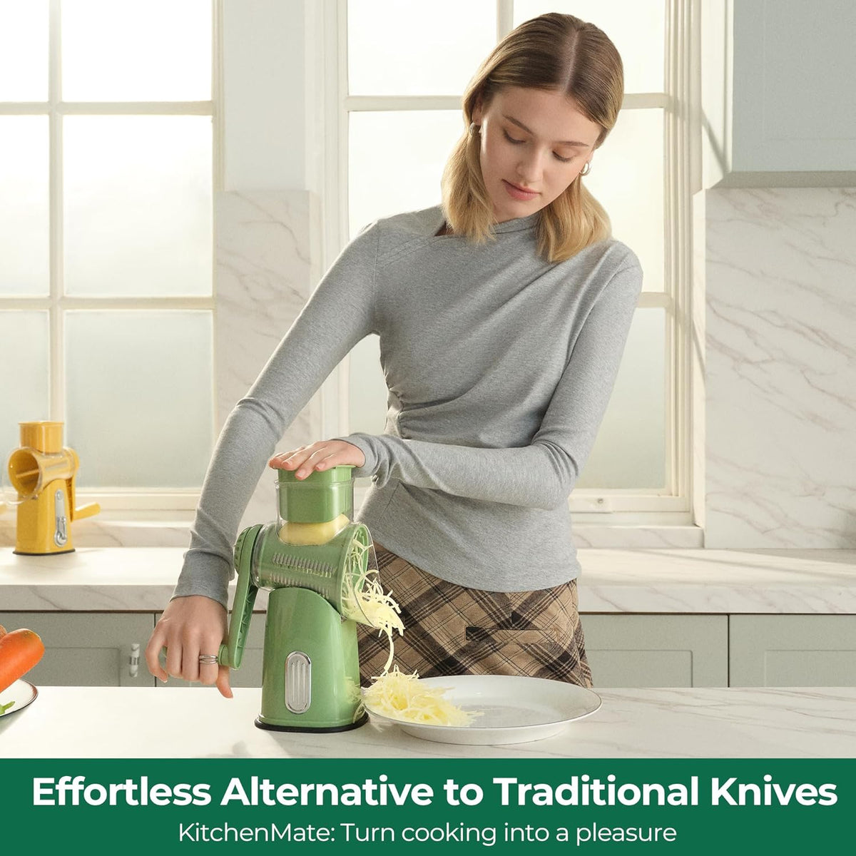 Rotary Cheese Grater - Hand Crank System For Faster Kitchen Prep