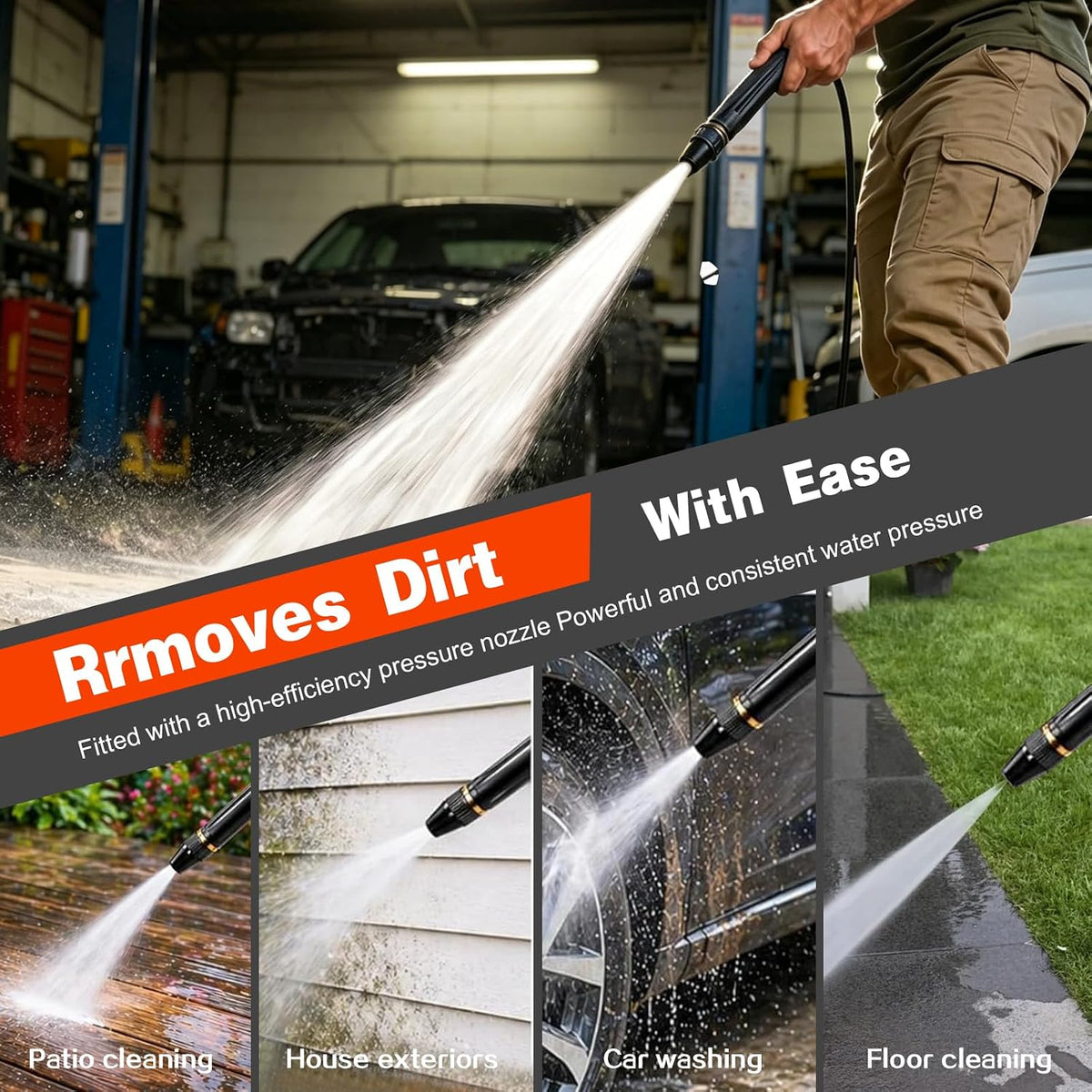 High Pressure Hose Booster Gun - Powerful Water Jet Nozzle For Faster Cleaning & Outdoor Tasks