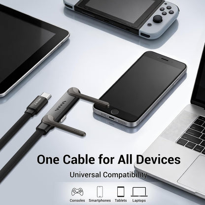 2-in-1 Charging Cable – Built-In Foldable Stand For Hands-Free Charging