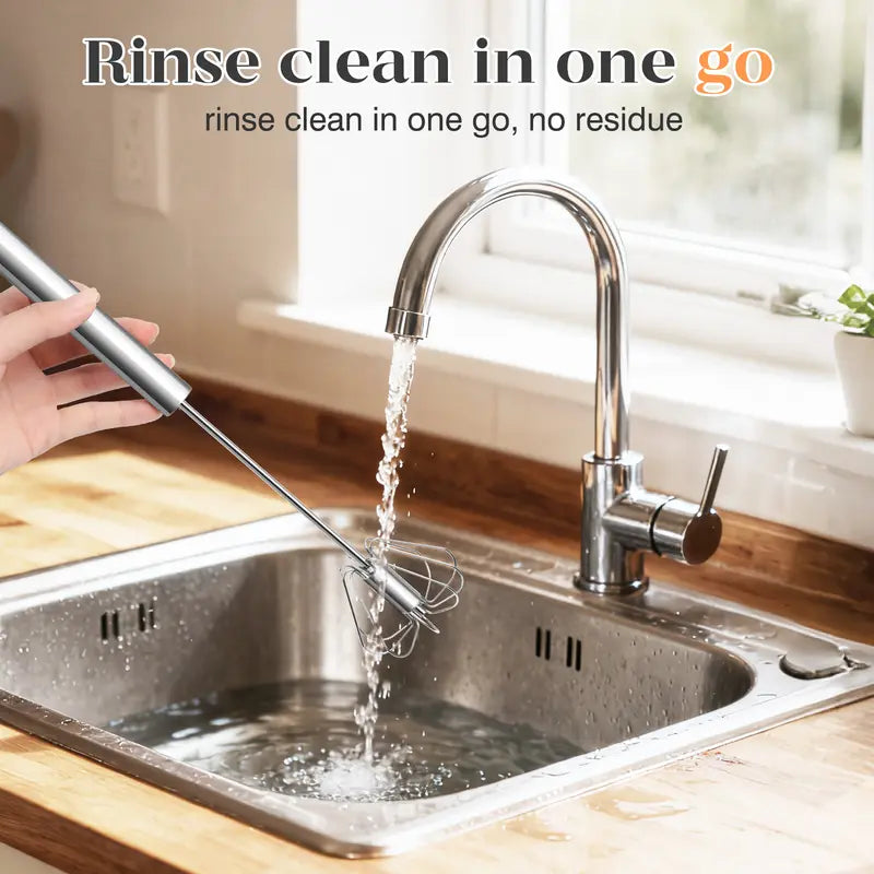 Hand-Push Spinning Whisk - Self-Rotating Stainless Steel Design For Fast Mixing & Easy Cooking