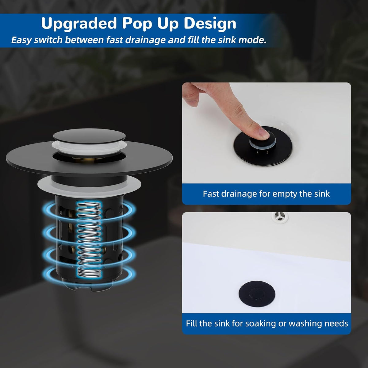 Bathroom Sink Drain Stopper - Removable Hair Filter For Clog-Free Drains