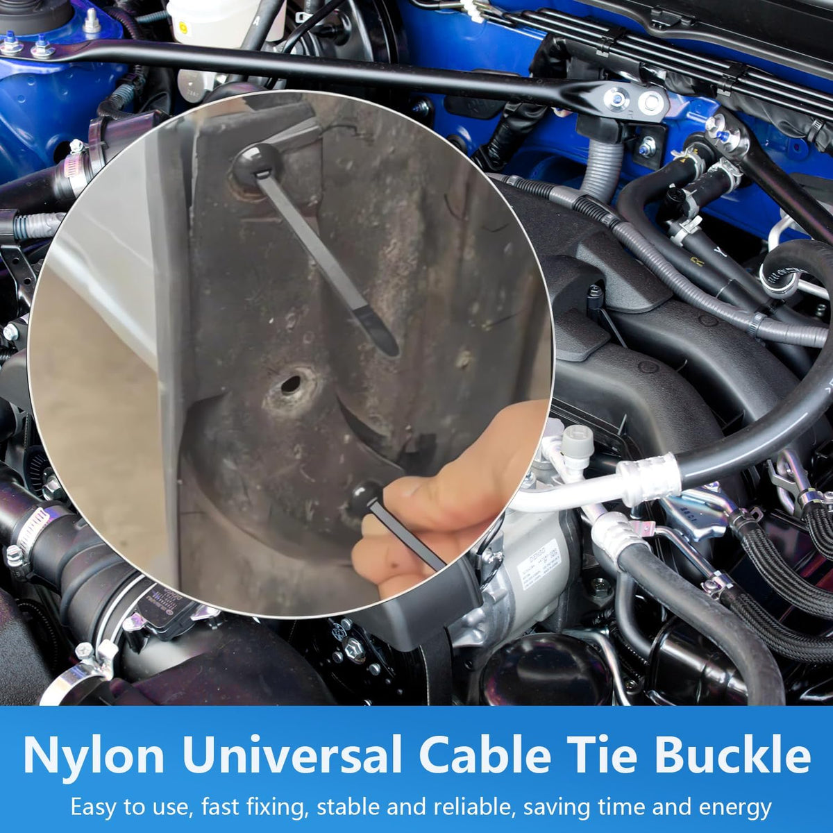 Universal Cable Tie Buckle Set - Self-Locking Fasteners For Quick Car & DIY Repairs