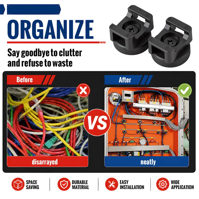 Magnetic Cable Tie Mounts - 22LB Strong Magnetic Hold For Clean Cable Organization