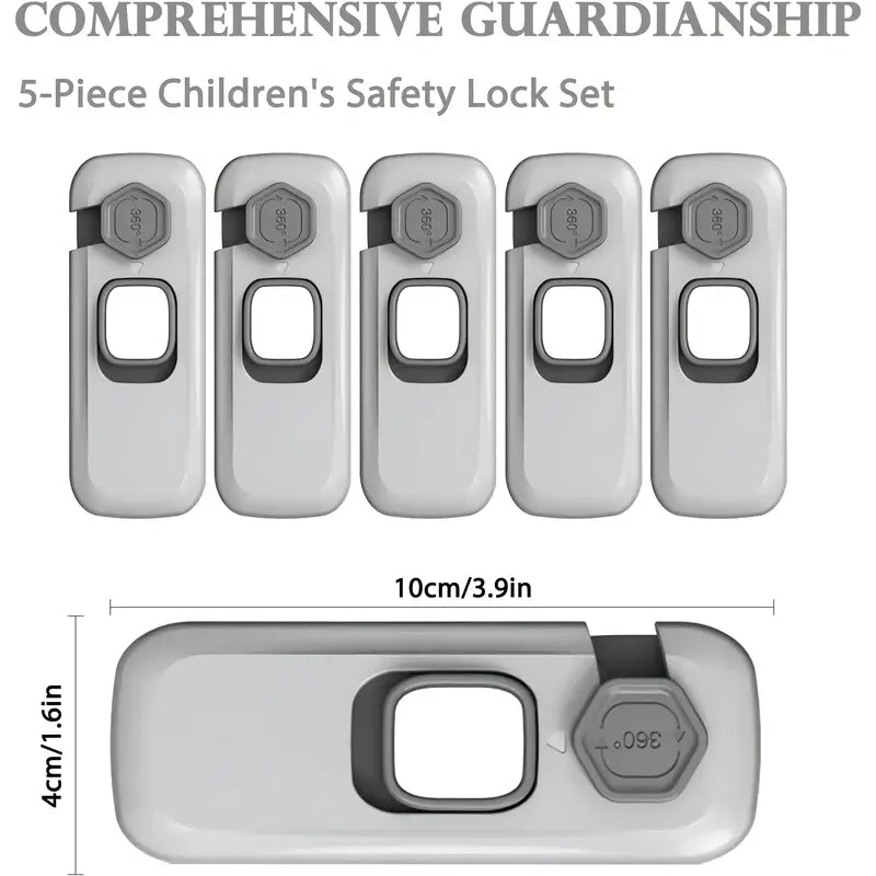 Adhesive Safety Lock - Slide & Rotate Design For Safer Cabinets & Appliances
