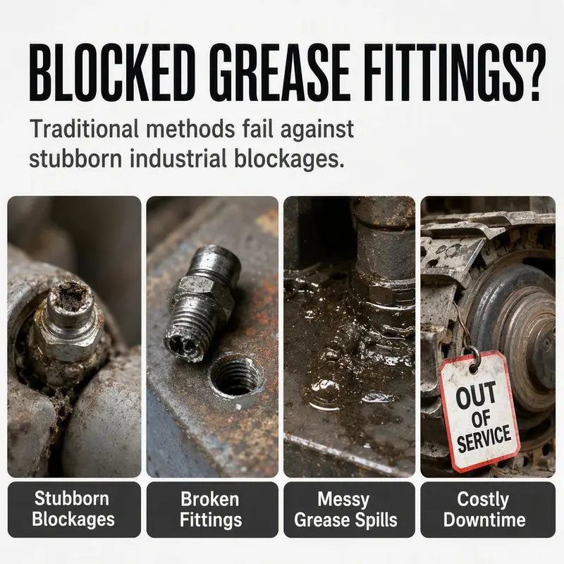 Grease Fitting Unclogger - 600+ PSI Pressure For Clearing Blocked Lubrication Fittings
