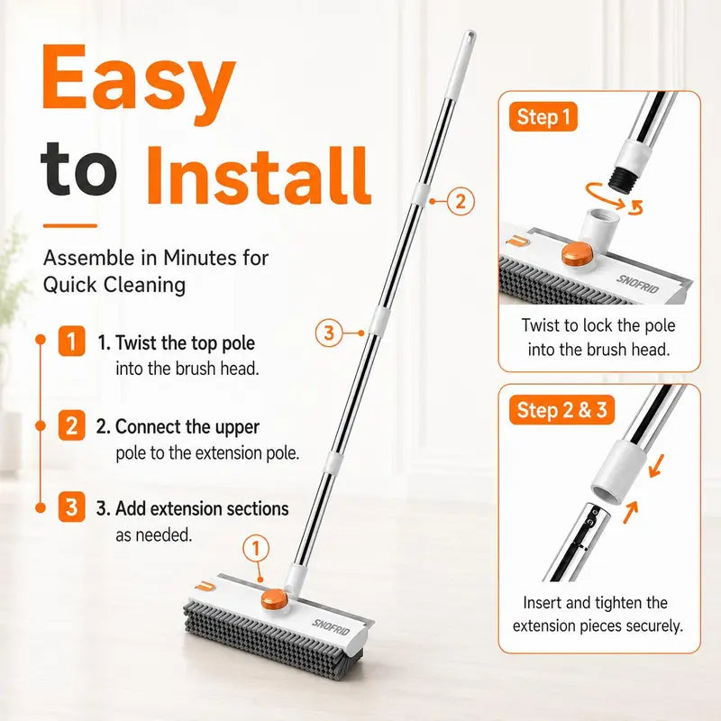 Floor Scrub Brush - 3-in-1 Deep Cleaning For Less Bending