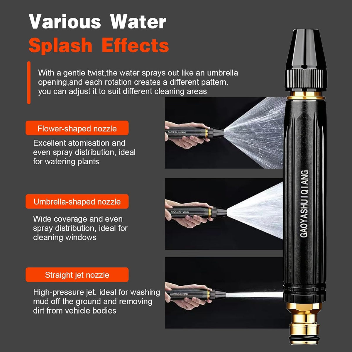 High Pressure Hose Booster Gun - Powerful Water Jet Nozzle For Faster Cleaning & Outdoor Tasks