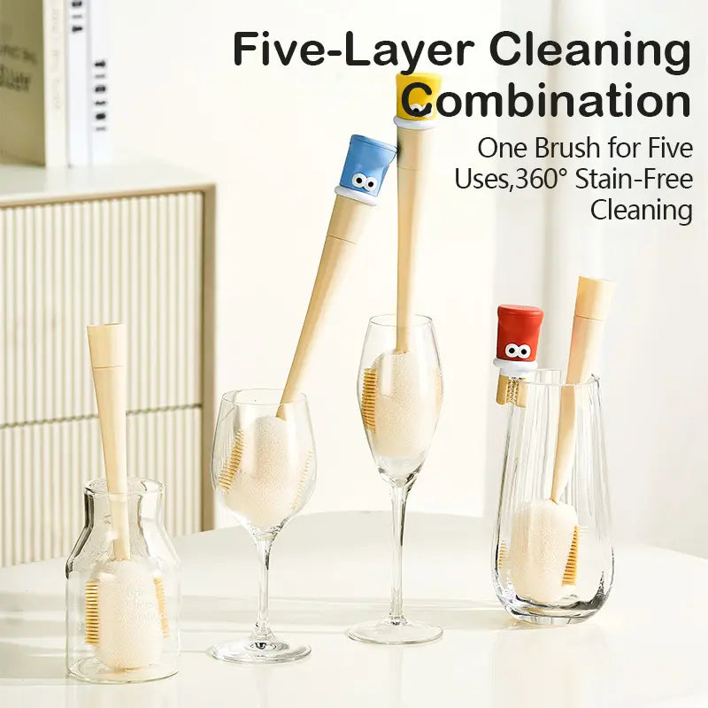 5-in-1 Bottle Cleaning Brush - Deep Clean Every Straw, Lid & Hard-To-Reach Spot