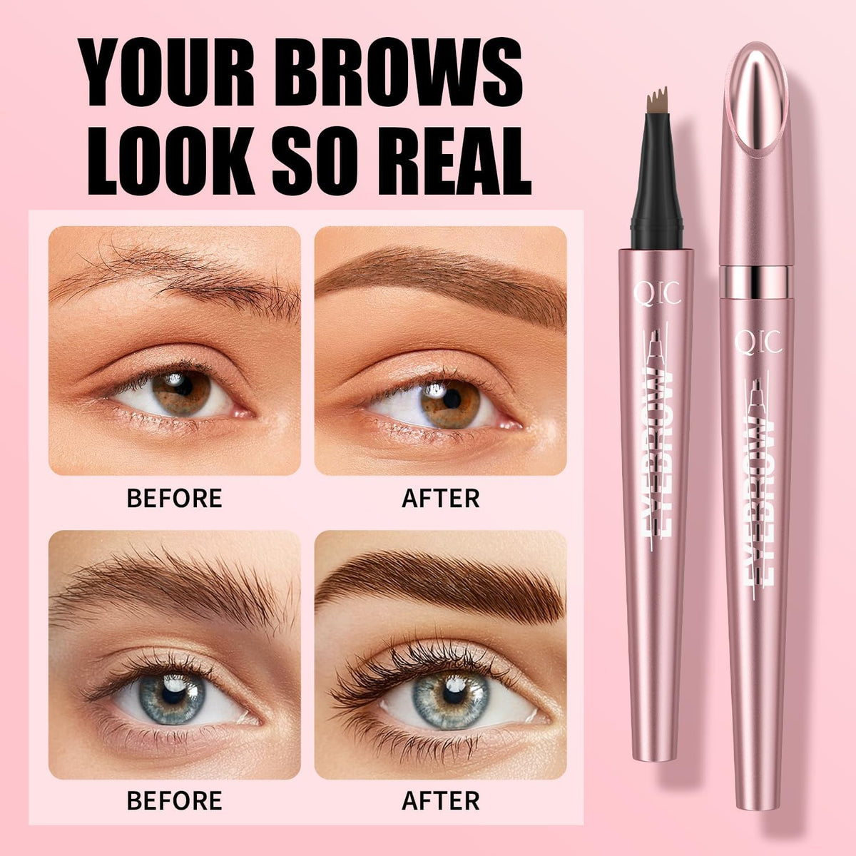Micro-Fork Eyebrow Pen - Waterproof Hair-Like Strokes For Naturally Fuller Brows