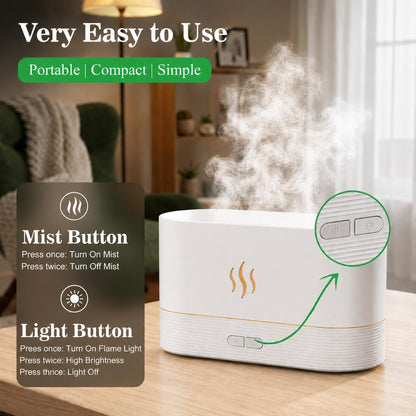 Flame Effect Aroma Diffuser — Cozy Ambience With Mist & 7-Color Glow