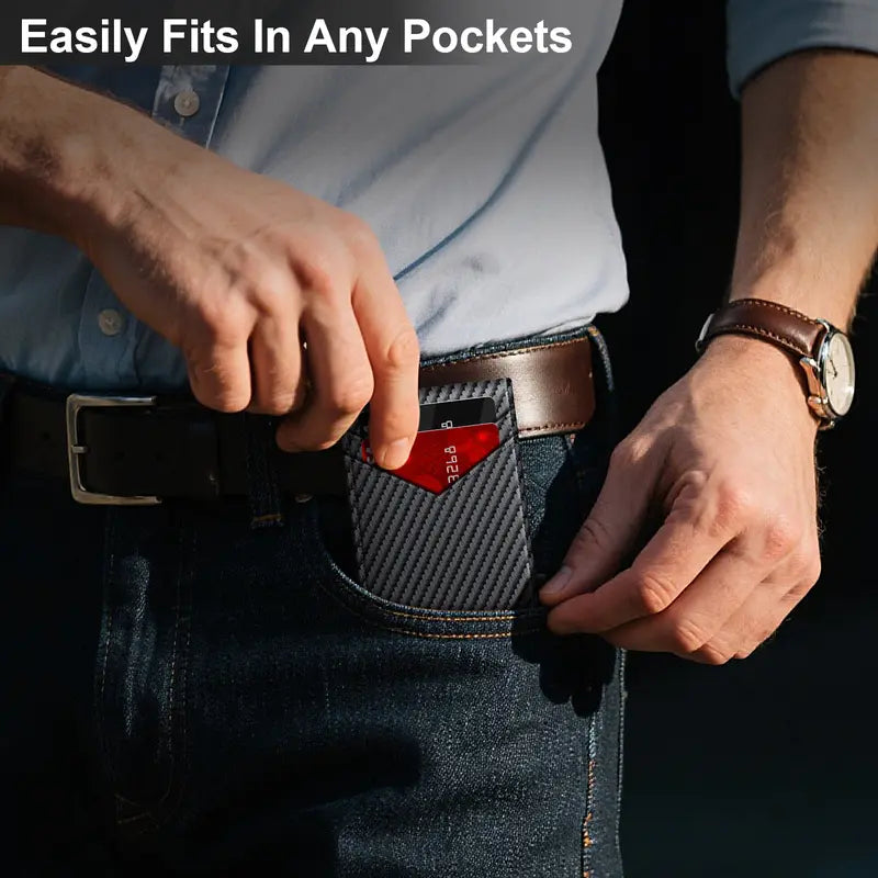 Ultra-Slim Carbon Fiber RFID Pop-Up Smart Wallet