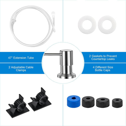 Kitchen Sink Soap Dispenser - 39" Direct-Feed Tube For Fewer Refills