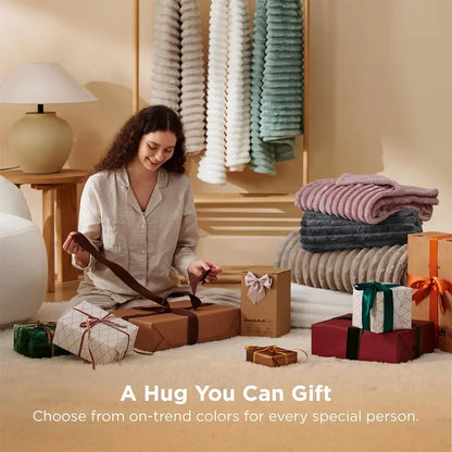 Ultra-Soft 3D Ribbed Fleece Throw Blanket | Cozy, Lightweight & Decorative