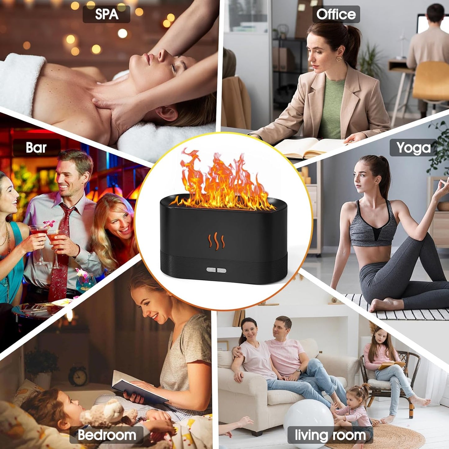 Breathe Relaxing Aroma With Realistic Flame Visuals.