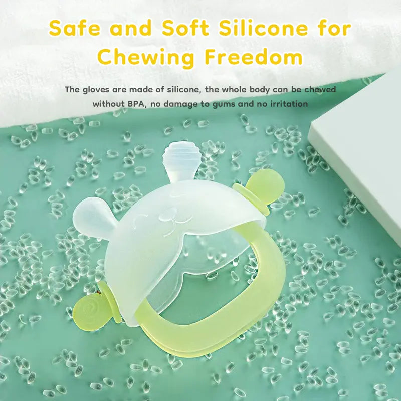 The Teether That Stays On Baby's Hand--A Wearable Silicone Teething Mitten That Soothes Sore Gums While Helping Babies Learn To Grip & Explore