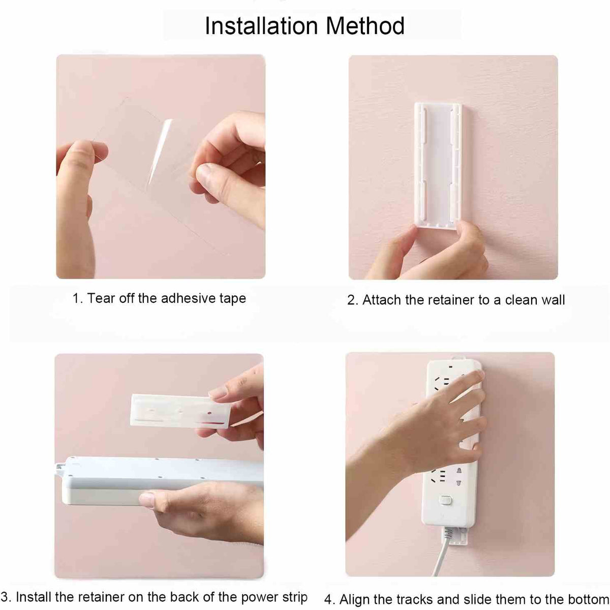 Power Strip Holder - No-Drill Adhesive Mount For A Clean Cable-Free Space