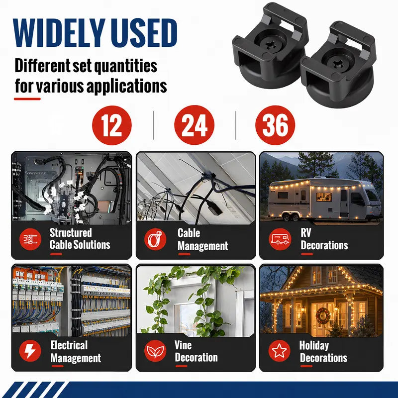 Magnetic Cable Tie Mounts - 22LB Strong Magnetic Hold For Clean Cable Organization