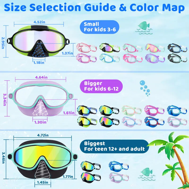 Kids Swim Goggles - Integrated Nose Cover For Worry-Free Swimming