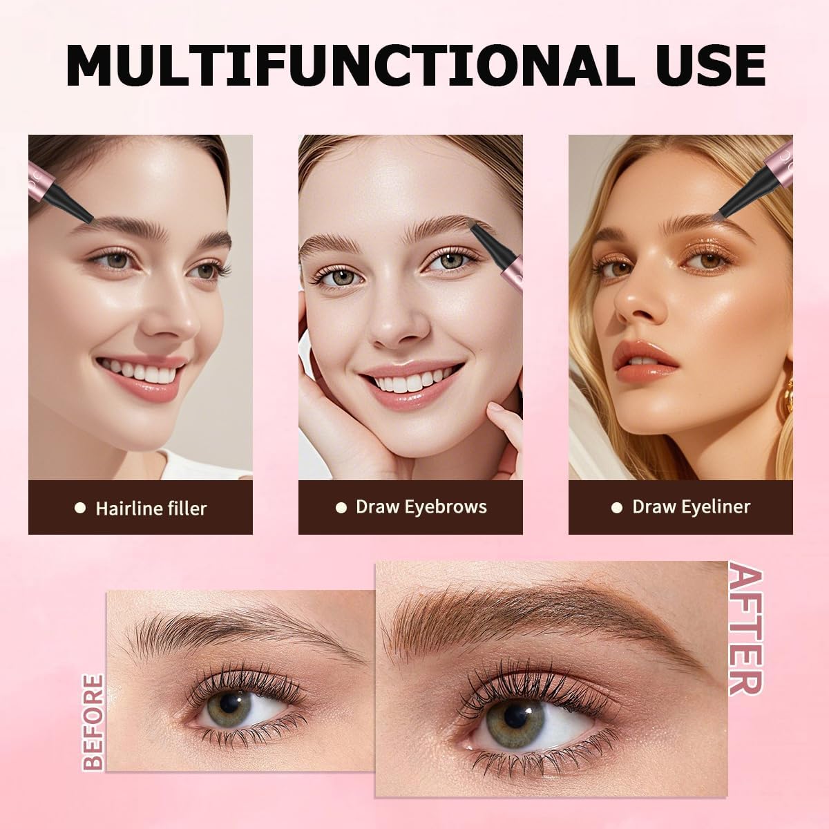 Micro-Fork Eyebrow Pen - Waterproof Hair-Like Strokes For Naturally Fuller Brows