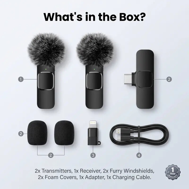 Mini Wireless Lavalier Microphone - Plug & Play Audio For Clearer Phone Videos