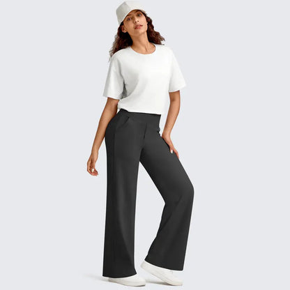 High Waisted Wide Leg Yoga Dress Pants with Pockets