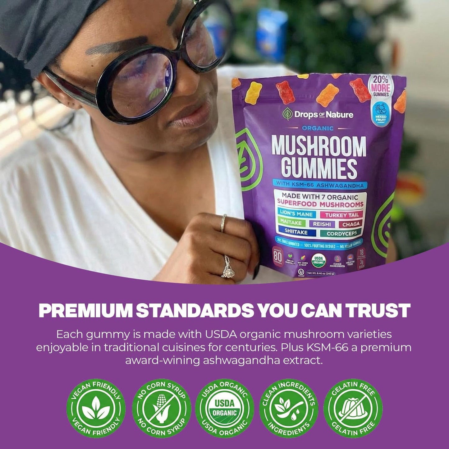 Mushroom Gummies - 8-in-1 Mushroom Blend For Focus, Calm & Daily Energy