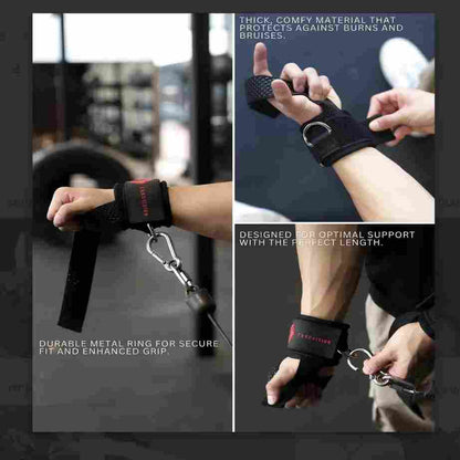 Lifting Straps - Cuffed D-Ring Grip Support For Stronger Heavy Lifts
