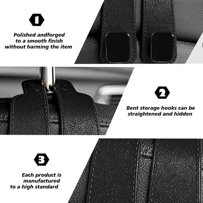 Car Seat Headrest Hooks - Double Hook Design For A Cleaner, Clutter-Free Car