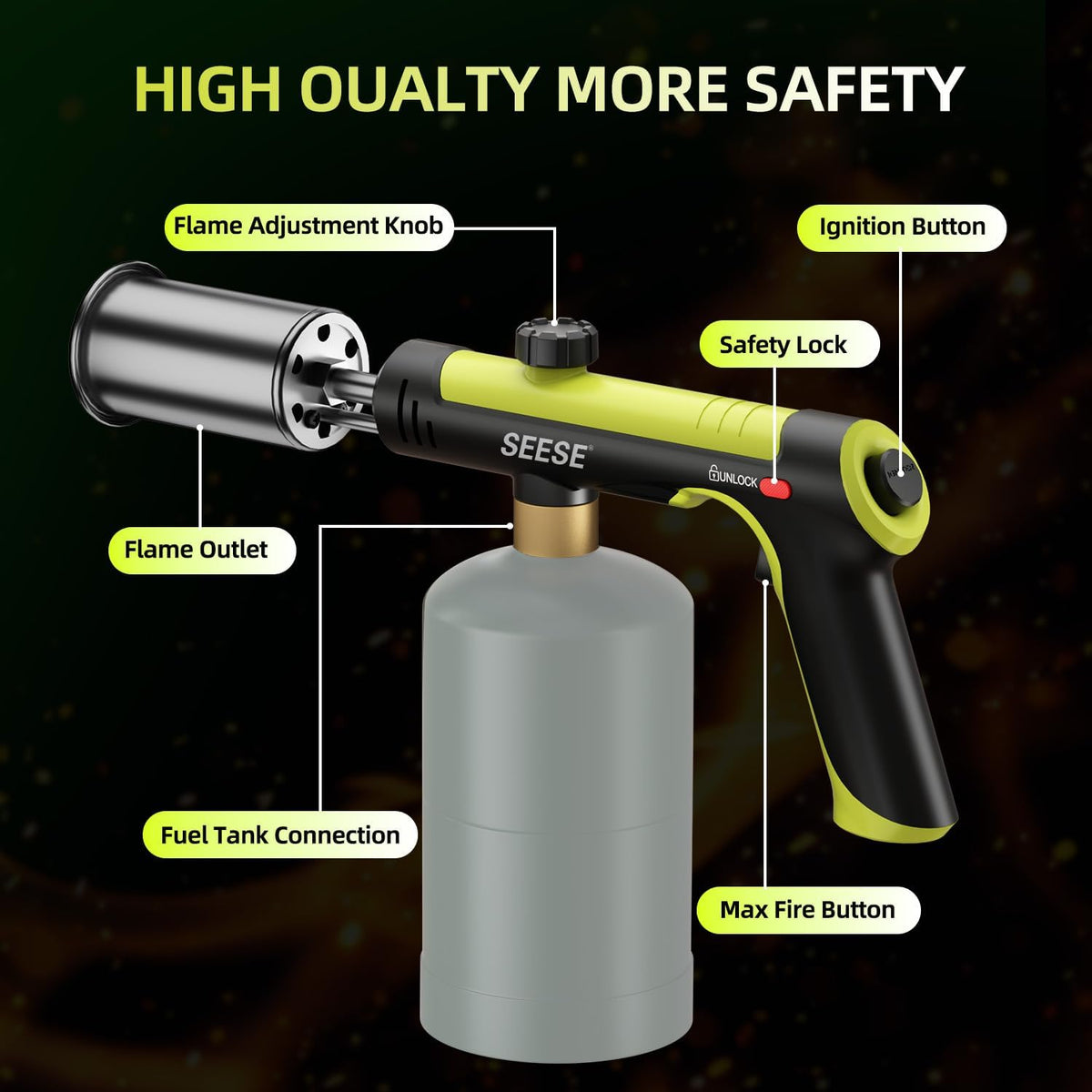Outdoor Torch(not include gas tank) - One-Touch Flame Control For Faster Fire Starting