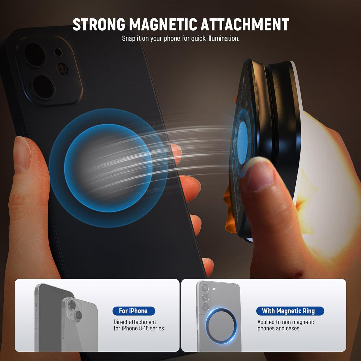 Magnetic Selfie Light - 48 LED Soft Lighting For Better Photos & Videos