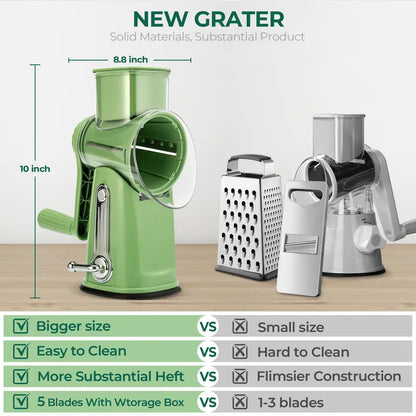 Rotary Cheese Grater - Hand Crank System For Faster Kitchen Prep
