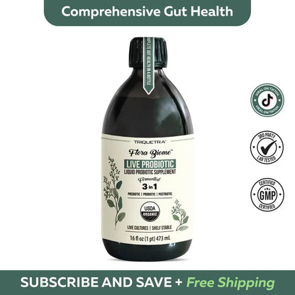 Liquid Microbiome Supplement – 3-in-1 Living Formula For Total Gut Health Restoration