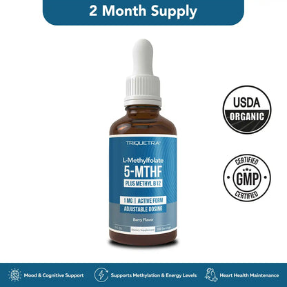 L-Methyl Folate 5-MTHF Dietary Drops – 15 mg Active Folate for Brain & Mood Support