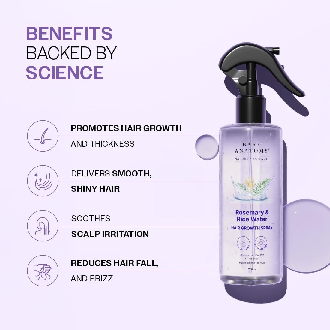 Hair Growth Spray – Premium Rosemary & Rice Water Blend For Rapid Thickness & Zero Grease