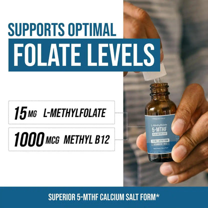 L-Methyl Folate 5-MTHF Dietary Drops – 15 mg Active Folate for Brain & Mood Support
